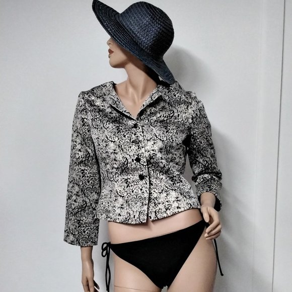 NEW Isaac Mizrahi for Target black Gold blazer Size M Medium Crop Dress Career 9 - Picture 4 of 16